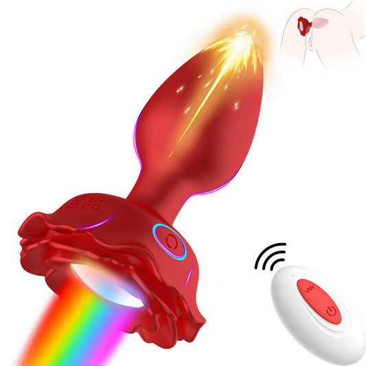 AH ROSE Lighting Remote Control Anal Plug Vibrator - Red