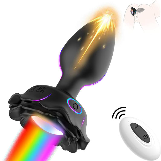 AH ROSE Lighting Remote Control Anal Plug Vibrator - Black