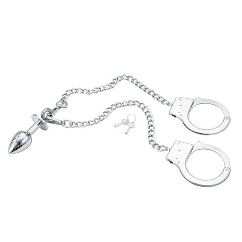 BDSM Anal Plug with Handcuffs Bondage Kit