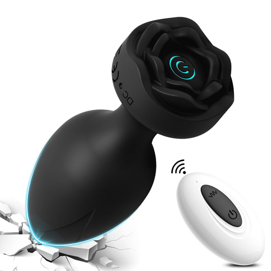 AH ROSE Remote Control Anal Plug Vibrator - Black
