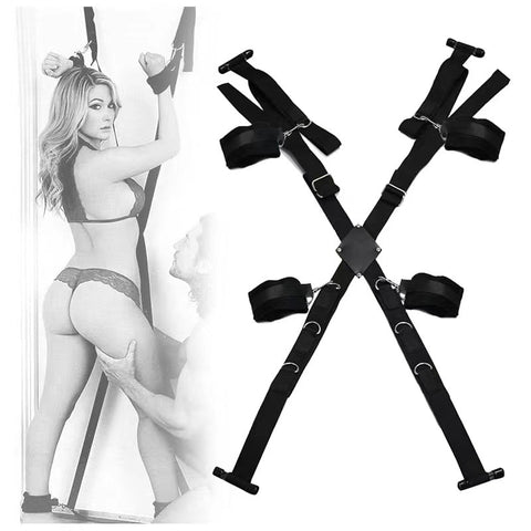 BDSM Over-the-Door Bondage Restraint Kit - Cross Handcuffs & Ankle Cuffs BDSM Over-the-Door Bondage Restraint Kit - Cross Handcuffs & Ankle Cuffs