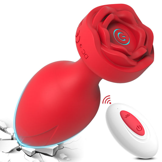 AH ROSE Remote Control Anal Plug Vibrator - Red