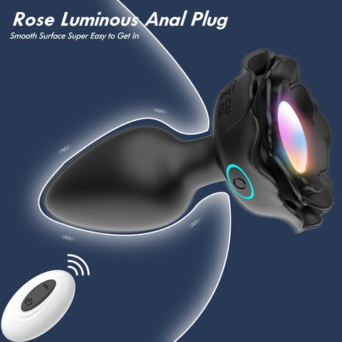 AH ROSE Lighting Remote Control Anal Plug Vibrator - Black