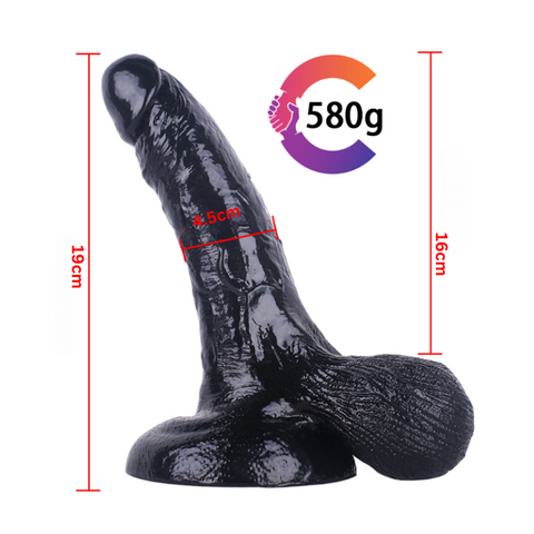 MD Super Realistic Dildo with Large Balls - Black S/M/L MD Super Realistic Dildo with Large Balls - Black S/M/L