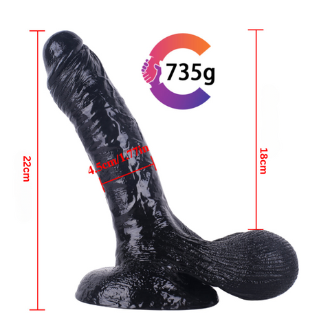 MD Super Realistic Dildo with Large Balls - Black S/M/L MD Super Realistic Dildo with Large Balls - Black S/M/L
