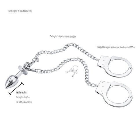 BDSM Anal Plug with Handcuffs Bondage Kit