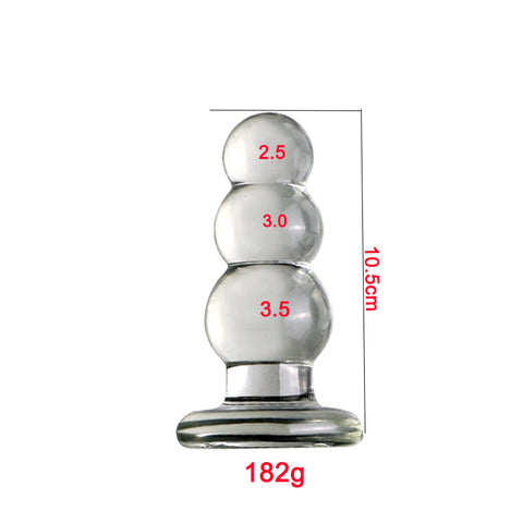 10.5cm XL Crystal Glass Anal Plug - 3 Balls