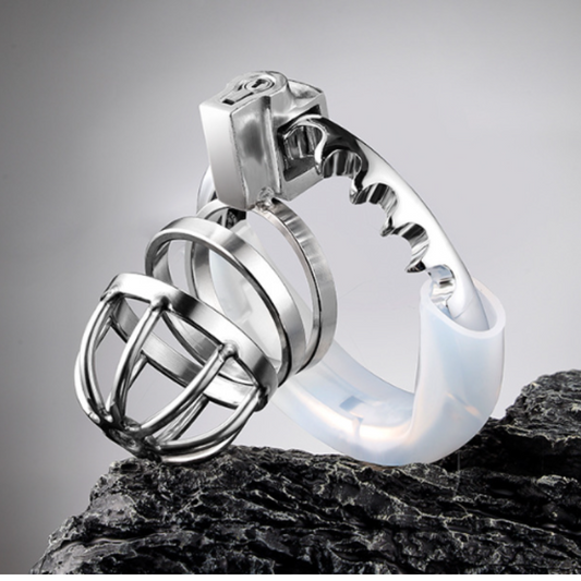 STAINLESS STEEL Male Chastity Device Penis Cage with 42-62mm Adjustable Ring - RY070