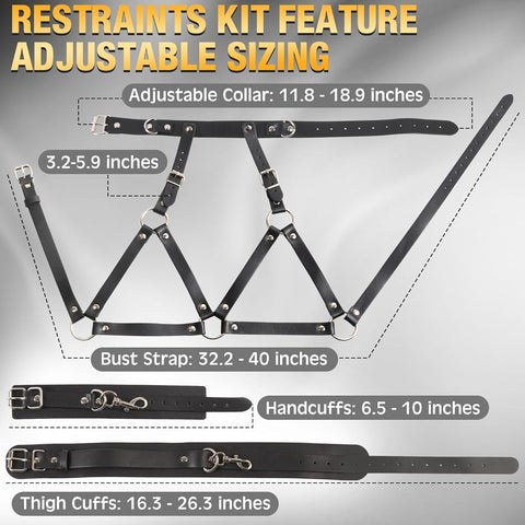 Full Body BDSM Bondage Restraint Harness with Wrist Cuffs & Thigh Sling Full Body BDSM Bondage Restraint Harness with Wrist Cuffs & Thigh Sling
