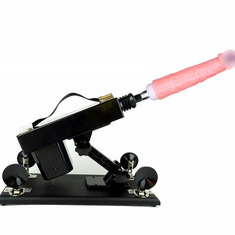 A6 Sex Machine Kit with Realistic Dildo and Extension Pole - Black