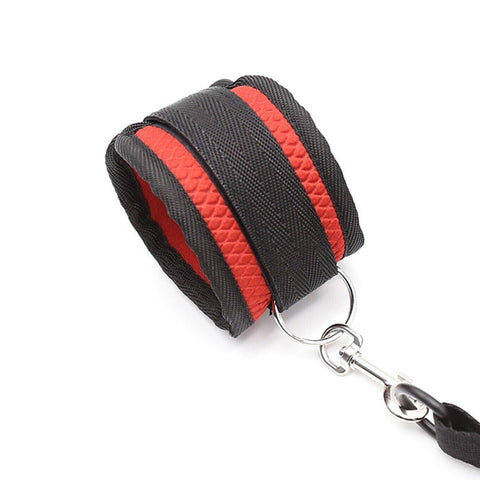 Under Bed Bondage Restraint Kit - Adjustable Handcuffs, Ankle & Wrist Cuffs with Spreader & Blindfold Under Bed Bondage Restraint Kit - Adjustable Handcuffs, Ankle & Wrist Cuffs with Spreader & Blindfold