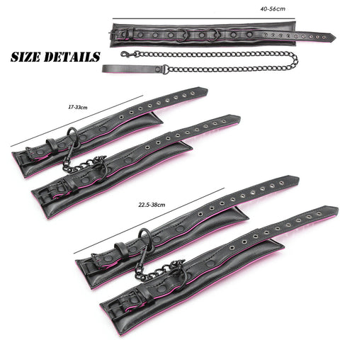 BDSM Faux Leather Bondage Restraint Set - Collar, Leash, and Handcuffs BDSM Faux Leather Bondage Restraint Set - Collar, Leash, and Handcuffs