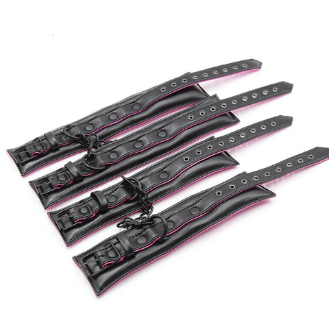 BDSM Faux Leather Bondage Restraint Set - Collar, Leash, and Handcuffs BDSM Faux Leather Bondage Restraint Set - Collar, Leash, and Handcuffs