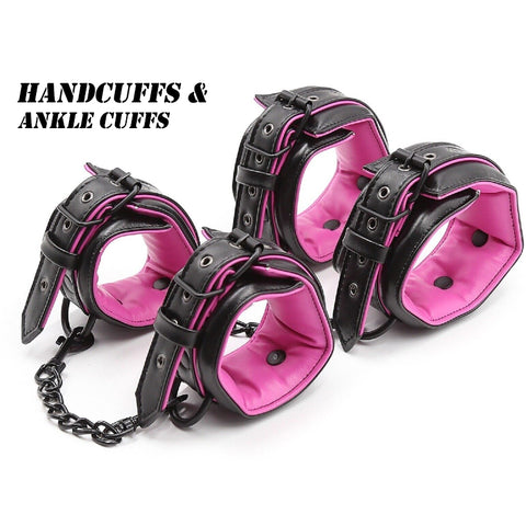 BDSM Faux Leather Bondage Restraint Set - Collar, Leash, and Handcuffs BDSM Faux Leather Bondage Restraint Set - Collar, Leash, and Handcuffs