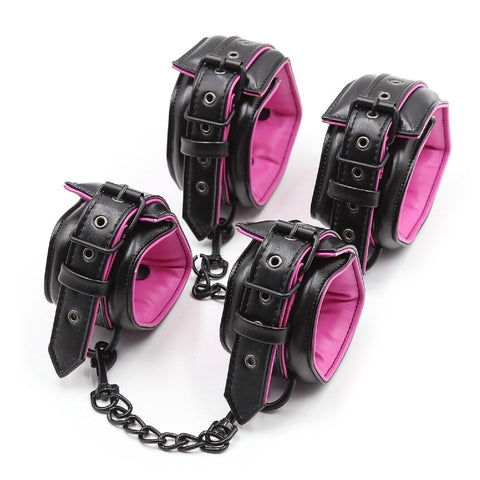 BDSM Faux Leather Bondage Restraint Set - Collar, Leash, and Handcuffs BDSM Faux Leather Bondage Restraint Set - Collar, Leash, and Handcuffs
