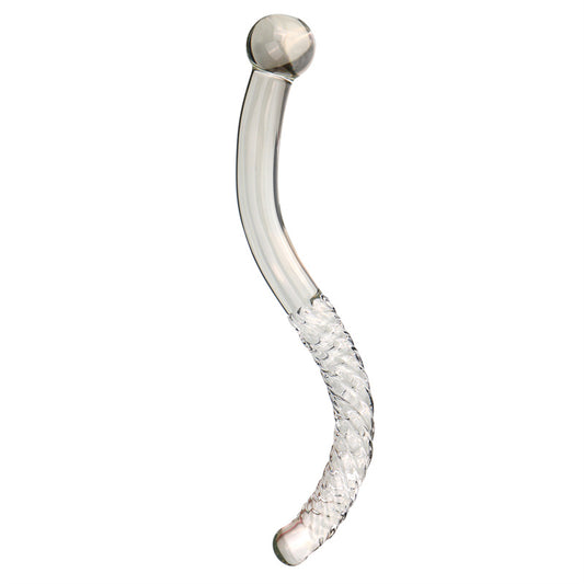XL 25.5cm Spiral Double Ended Glass Anal Plug / Thruster Dildo