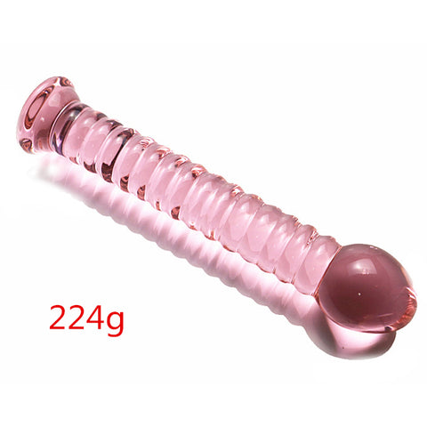 18cm Pink Crystal Glass Threaded Dildo / Anal Plug
