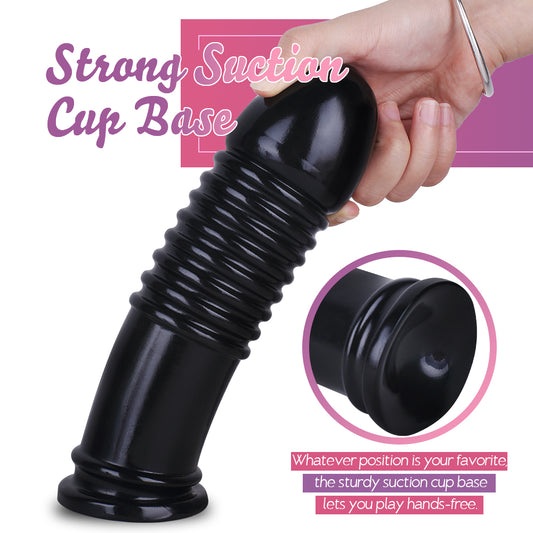 MD 8.07'' Giant Anal Plug Dildo - Black Lifelike Flesh Tone Pleasure Toy