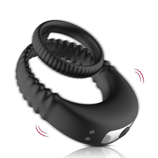 AH Double Ring Delay Ejaculation Vibrating Penis Ring / Couples Ring