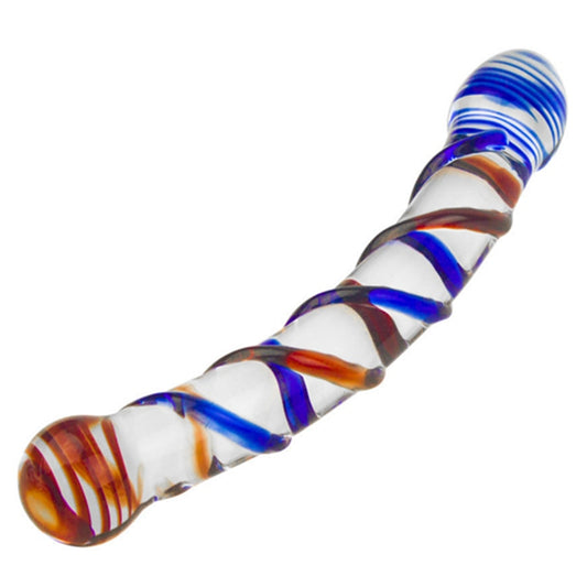 21cm Double-Ended Crystal Glass Dildo / Anal Plug - Red&Blue