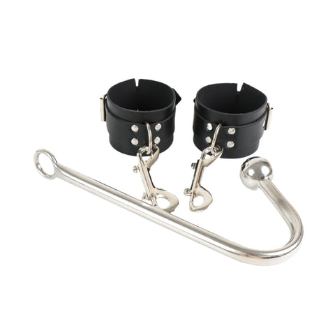 BDSM Anal Hook Restraint Strap Bondage Set with Handcuffs & Collar BDSM Anal Hook Restraint Strap Bondage Set with Handcuffs & Collar
