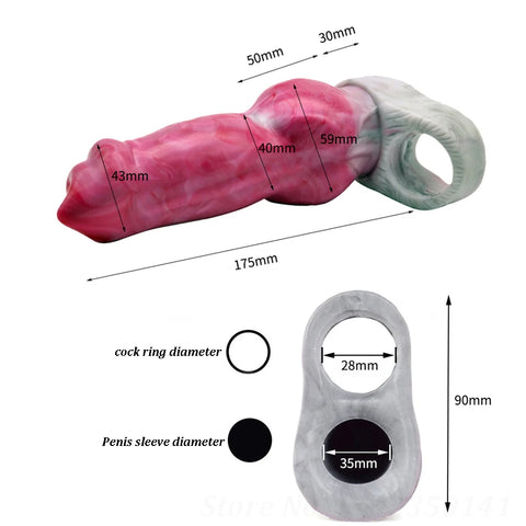 FAAK Red Dragon Fantasy Monster Silicone Penis Sleeve Cock Extender - 303