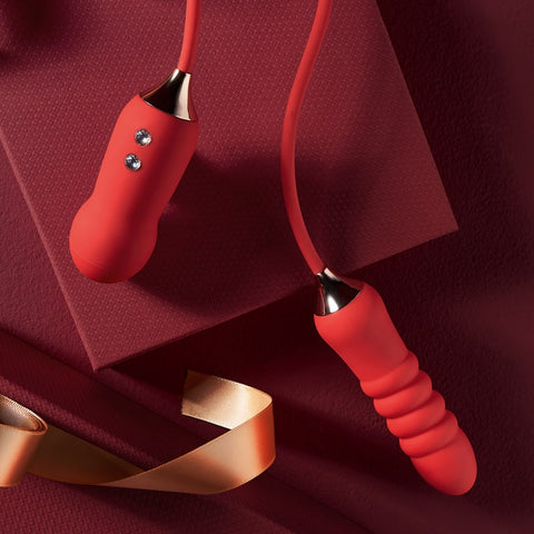 KISTOY Cathy Suction & Telescopic Dildo Vibrator - Red KISTOY Cathy Suction & Telescopic Dildo Vibrator - Red