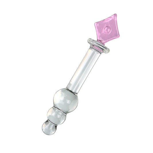 19.5cm Diamond Beaded Glass Dildo & Anal Plug - Elegant Pleasure Toy