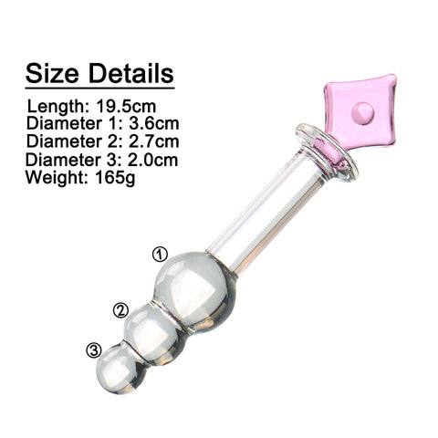 19.5cm Diamond Beaded Glass Dildo / Anal Plug