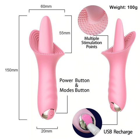 HC Realistic Tongue Licking Vibrator - Pink