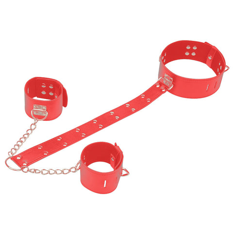 3in1 BDSM Collar & Handcuffs Binding Strap Bondage Kit - Red 3in1 BDSM Collar & Handcuffs Binding Strap Bondage Kit - Red