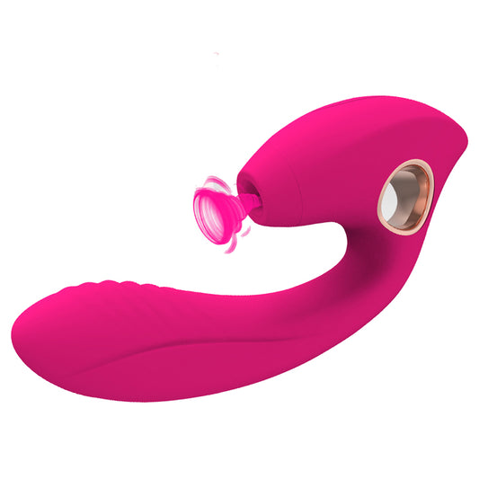 HC Alyssa 2 in 1 Clitoral Suction & G-Spot Vibrator Dildo - Rose