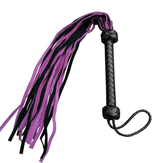 68cm Faux Leather Tassels Bondage Whip - Purple & Black