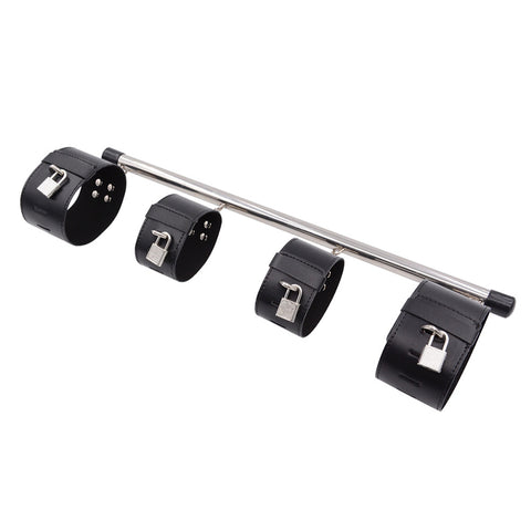 BDSM Spreader Bar Handcuffs & Ankle Cuffs Restraint Bondage Kit - Black BDSM Spreader Bar Handcuffs & Ankle Cuffs Restraint Bondage Kit - Black