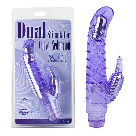 Aphrodisia Dual Stimulator Curvy Seduction Rabbit Vibrator Dildo - Purple