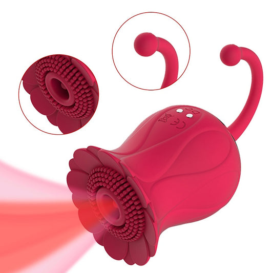 HC Little Sunflower Clitoral Suction Vibrator USB Rechargeable - Red