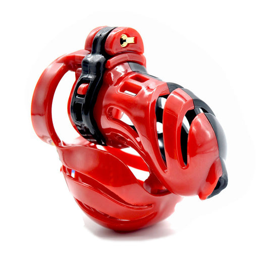 Prison Bird A390 BDSM Male Chastity Penis Cage Kit - Red&Black