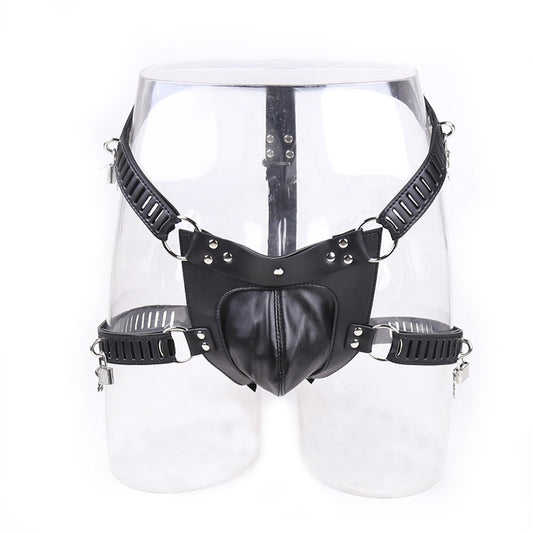 Adjustable Faux Leather Bondage Men's Chastity Pants Harness