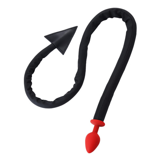 109cm Cosplay Bondage Silicone Anal Plug with Devil Tail - Fetish Accessory