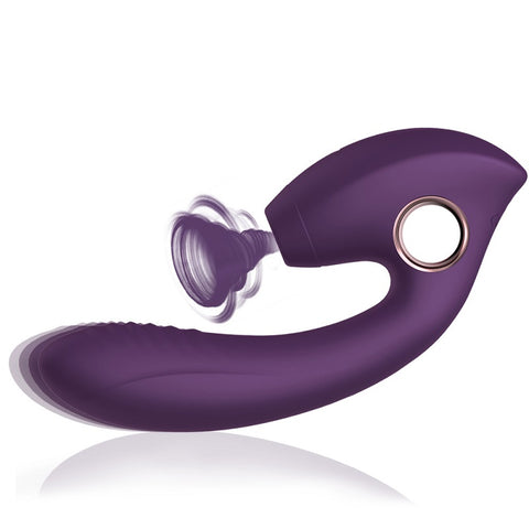 HC Alyssa 2 in 1 Clitoral Suction & G-Spot Vibrator Dildo - Purple