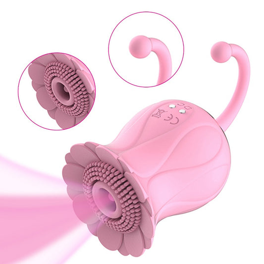 HC Little Sunflower Clitoral Suction Vibrator USB Rechargeable - Pink