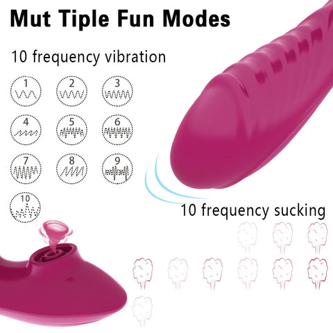 HC Remote Control Wearable Air Wave Clitoris Suction & G-Spot Vibrator - Rose