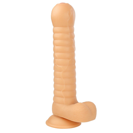 MD Giant Heavy Ribbed Dildo - Flesh