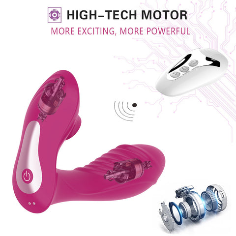 HC Remote Control Wearable Air Wave Clitoris Suction & G-Spot Vibrator - Rose