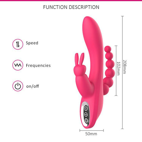 AIXIASIA Rabbit Vibrator Dildo Clitoris G Spot Anal Massager - Pink