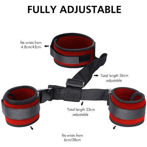 BDSM Collar & Handcuffs Back with Blindfold Restraints Bondage Kit - Red&Black BDSM Collar & Handcuffs Back with Blindfold Restraints Bondage Kit - Red&Black