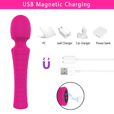 HC 8x5 Wand Massager Vibrator USB Rechargeable - Rose