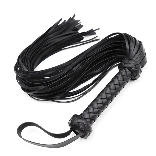 Black Faux Leather Tassel Bondage Flogger - BDSM Whip Accessory