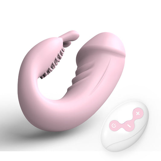 JRL Remote Control Wearable Clitoris & GSpot Vibrator Dildo - Pink