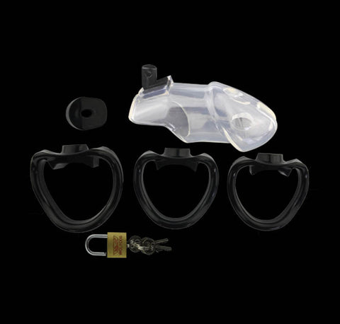 IMPRISON BIRD Deluxe Male Chastity Device Kit Penis Cage - Clear/3 Rings IMPRISON BIRD Deluxe Male Chastity Device Kit Penis Cage - Clear/3 Rings